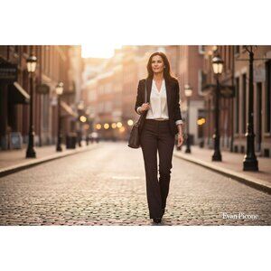 Evan-Picone Womens Chestnut Stretch Dress Pants Size 6 Polyester Rayon Blend